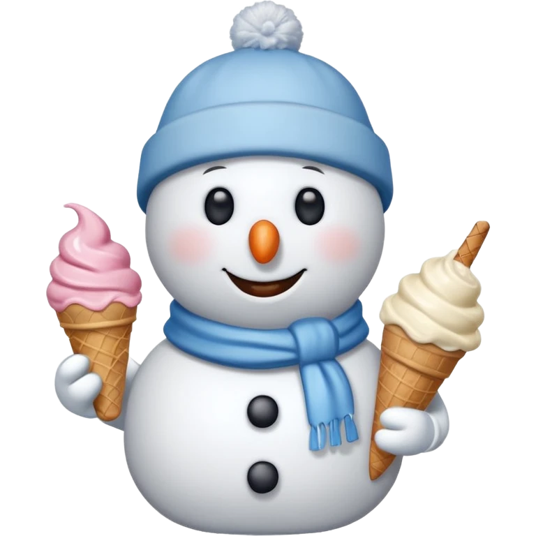 snowmen holding ice cream single snowmen with winter cap emoji