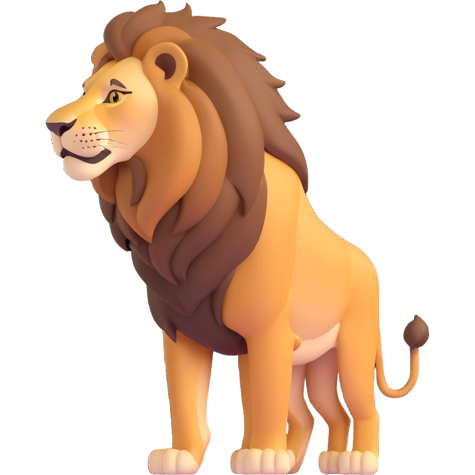 FULL BODY panthera leo male style wild, full flat cute side profile design in 3d soft l centered composition cartoon style128x128 pixels emoji