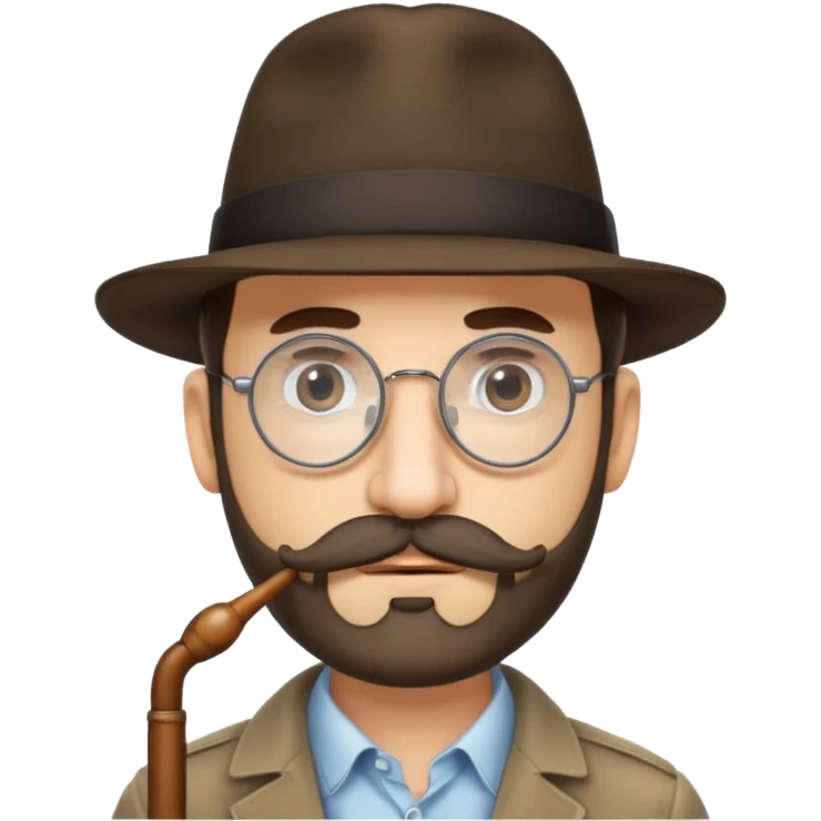 Jewish man wearing fedora with a very long nose that goes past his chin and circular glasses emoji