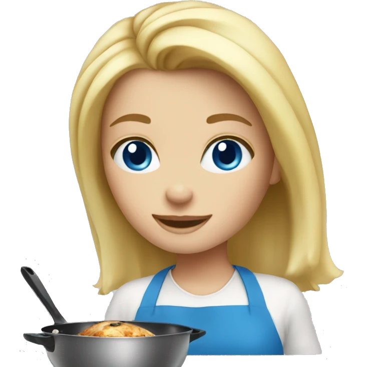 Blonde blue eye girl cooking  emoji