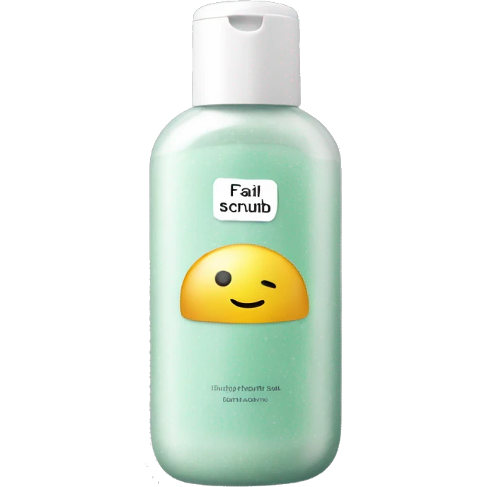 facial scrub bottle with label emoji