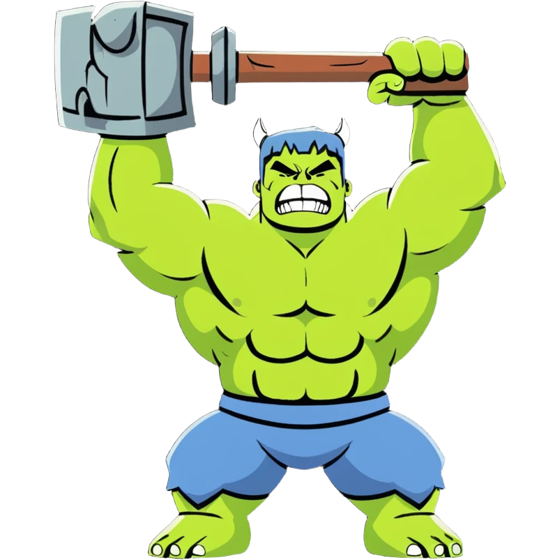 Hulk lifting Thor's hammer triumphantly emoji