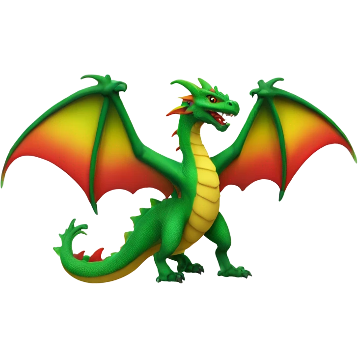 graoully dragon, green body and red back and green / yellow wings, closer emoji