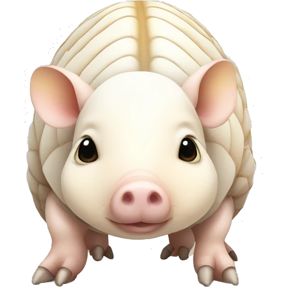 White chubby armadillo pig with yellow and black spots and cute flat face wide set eyes emoji