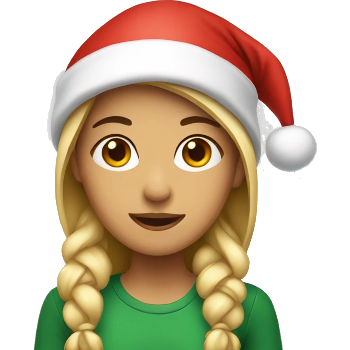 A girl wearing santa hat emoji