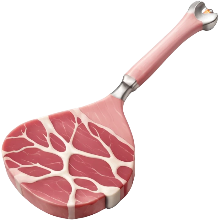 raw veal chops, one or two bone-in veal chops, pale pink tender flesh, clean curved rib bone, lean with slight marbling, soft velvety texture, minimal fat edge, elegant cut and delicate color, clean 3D look, soft lighting, no plate or garnish, no faces, emoji scale emoji