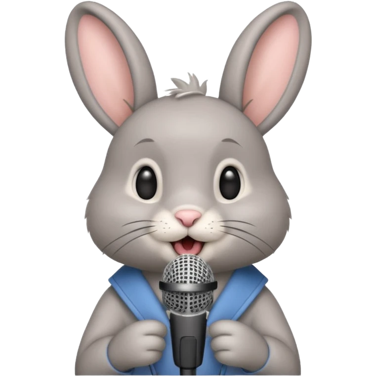 grey bunnie singing to mic emoji