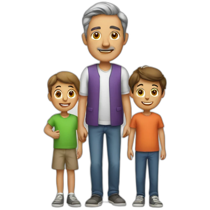 middle age man with to kids emoji