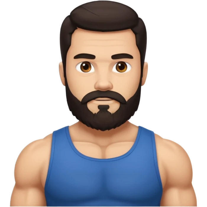 strong bearded man dark hair muscles emoji