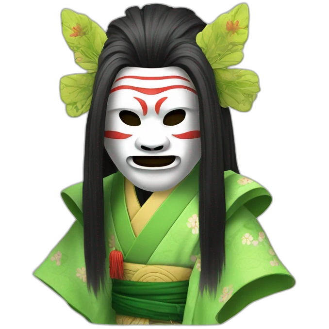 noh-dog-mask-greenlonghair-hotguy-japanese-kimono emoji