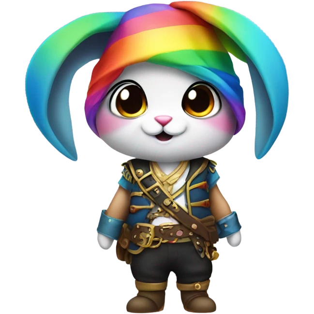Rainbow fishtail rainbow bunny wearing rainbow pirate clothes emoji