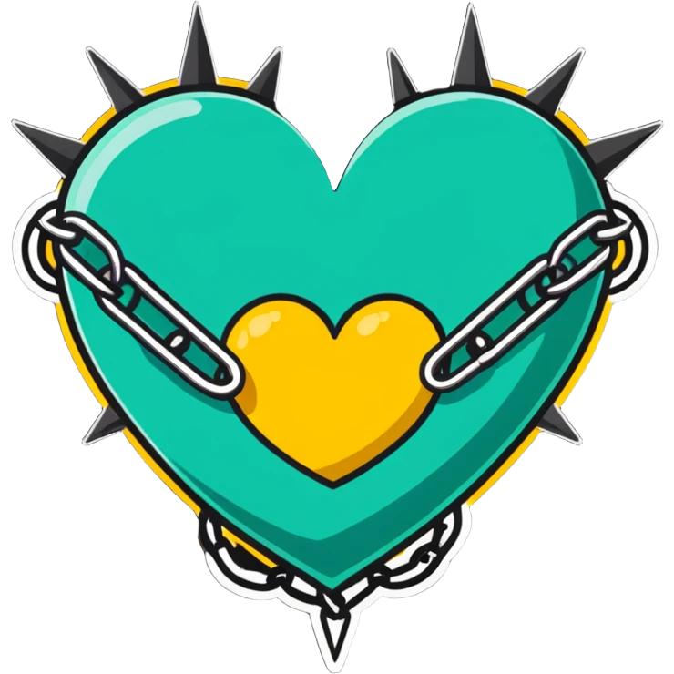 dark punk heart with chains and spikes emoji