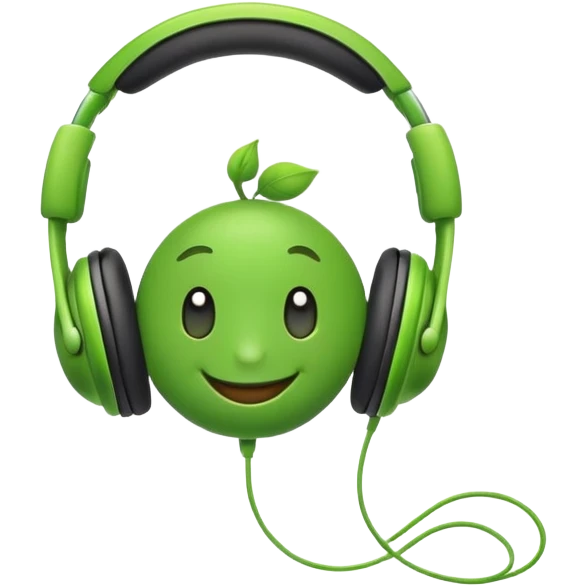 smiling green pea with headphones emoji