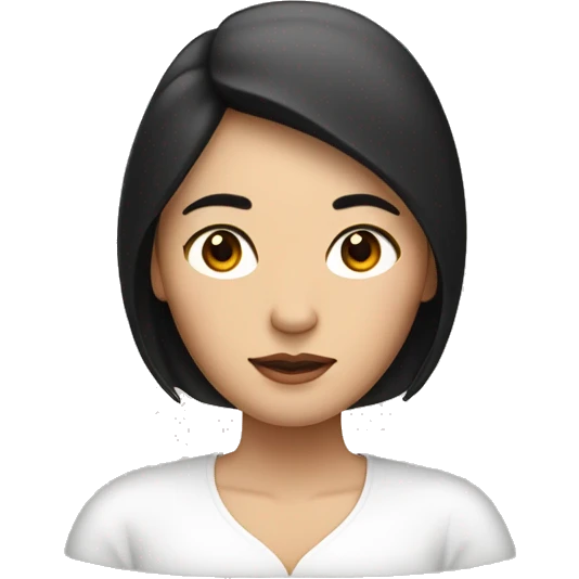 Macbook with woman behind with thin brows and brown black hair asian emoji