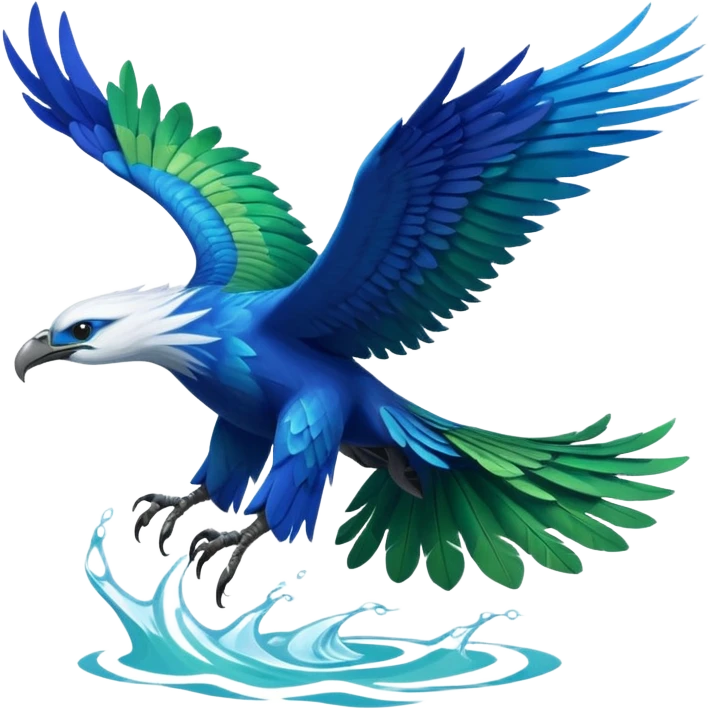 Ikran mountain banshee from Avatar The Way of Water, soaring above water, wings spread, blue and green colors emoji