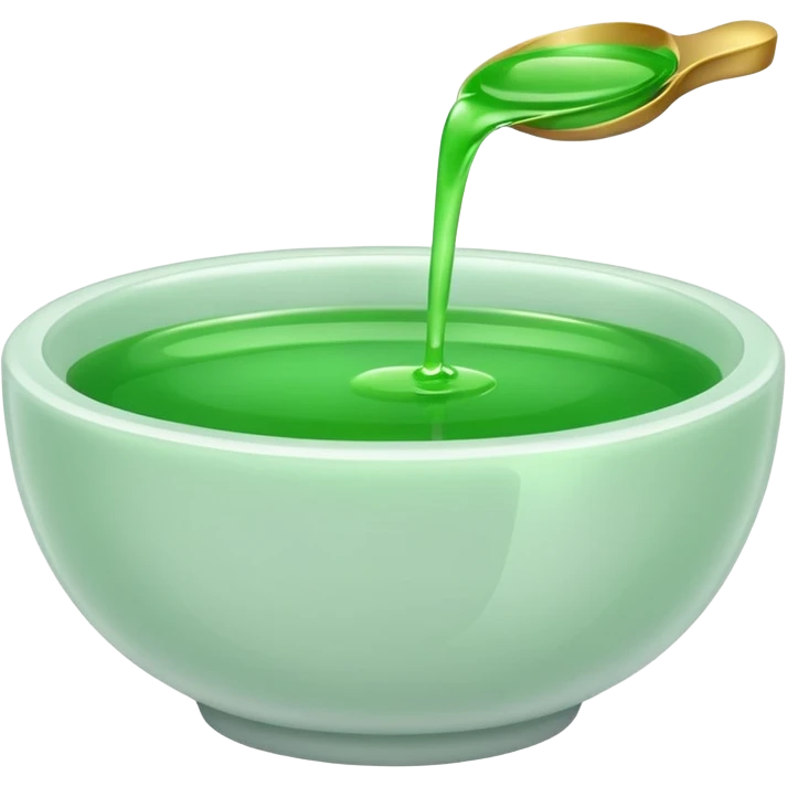 white bowl of green liquid, minimal, simple, clear emoji