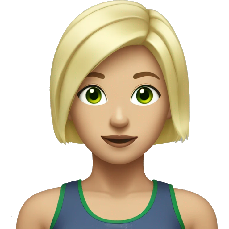  gym blonde girl with green eyes and a short haircut  emoji