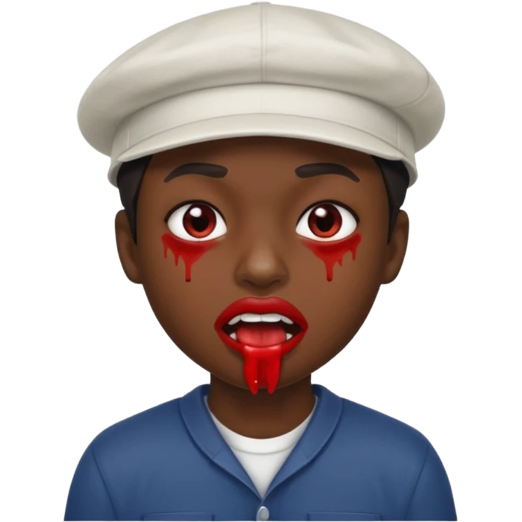 Creme un emoji con gorra hacia tras como cholo con su boca sangrada emoji