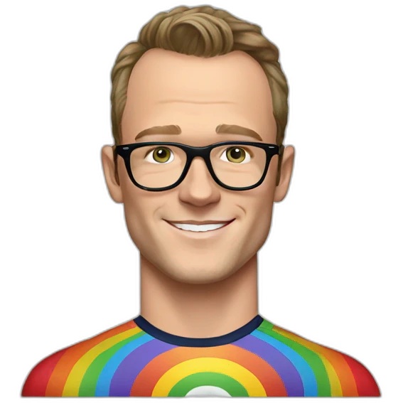 Jonathan Toews wearing glasses and rainbow clothes emoji