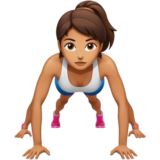 A woman is doing push-ups.determined. emoji