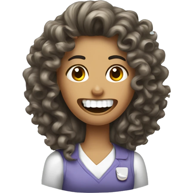 Curley hair Woman getting tooth pulled  emoji