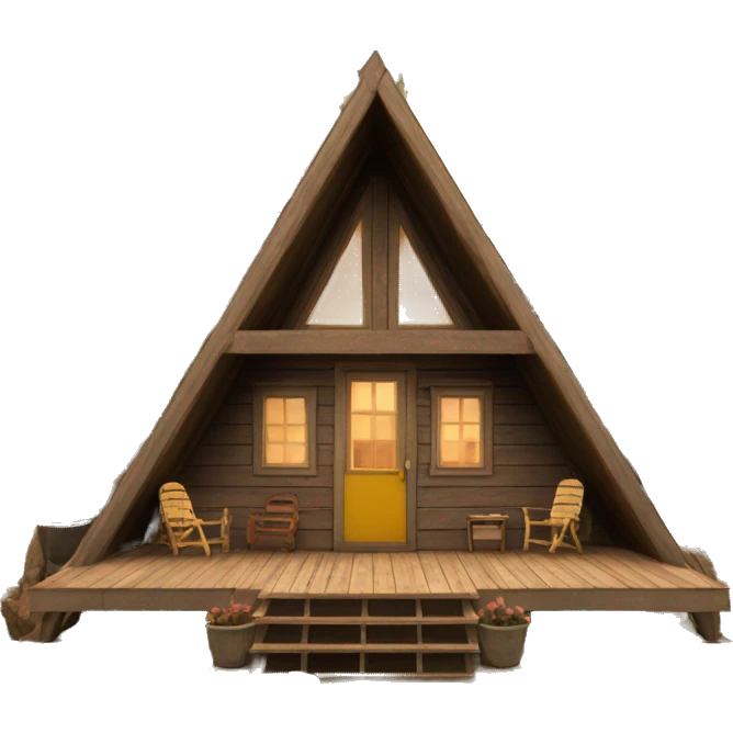 Vintage a-frame cabin with front deck emoji
