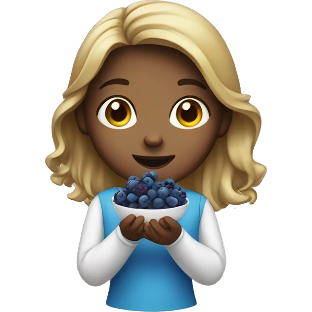 Girl standing eating blueberries emoji