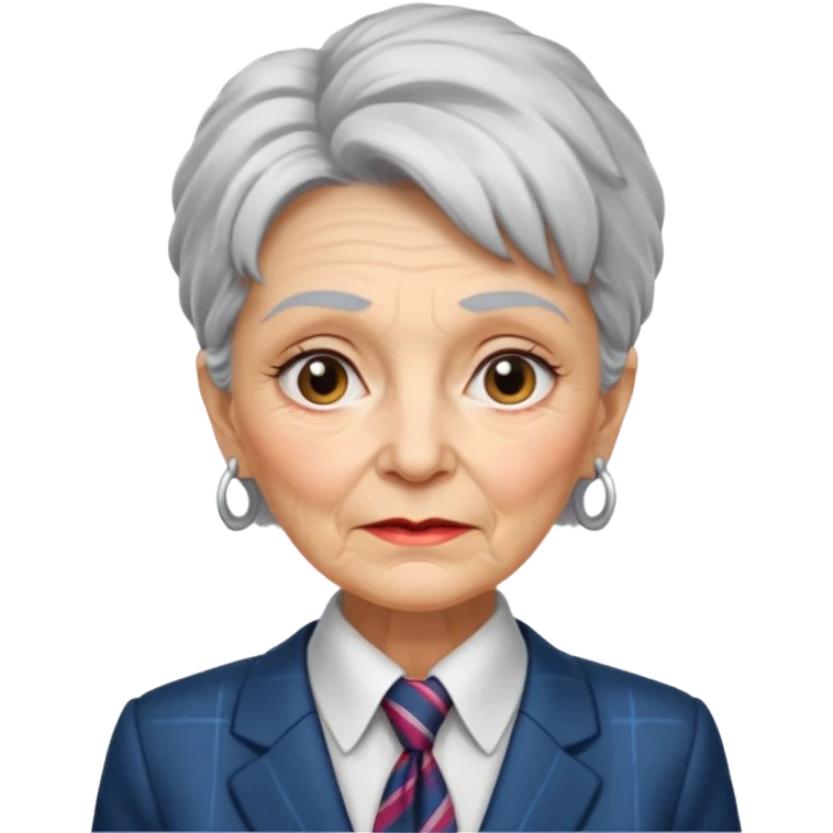 Very old women with Necktie.more smudges on face, different hair style. emoji