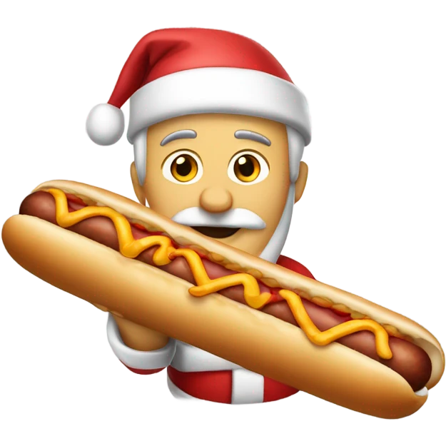 Santa rising a hotdog emoji