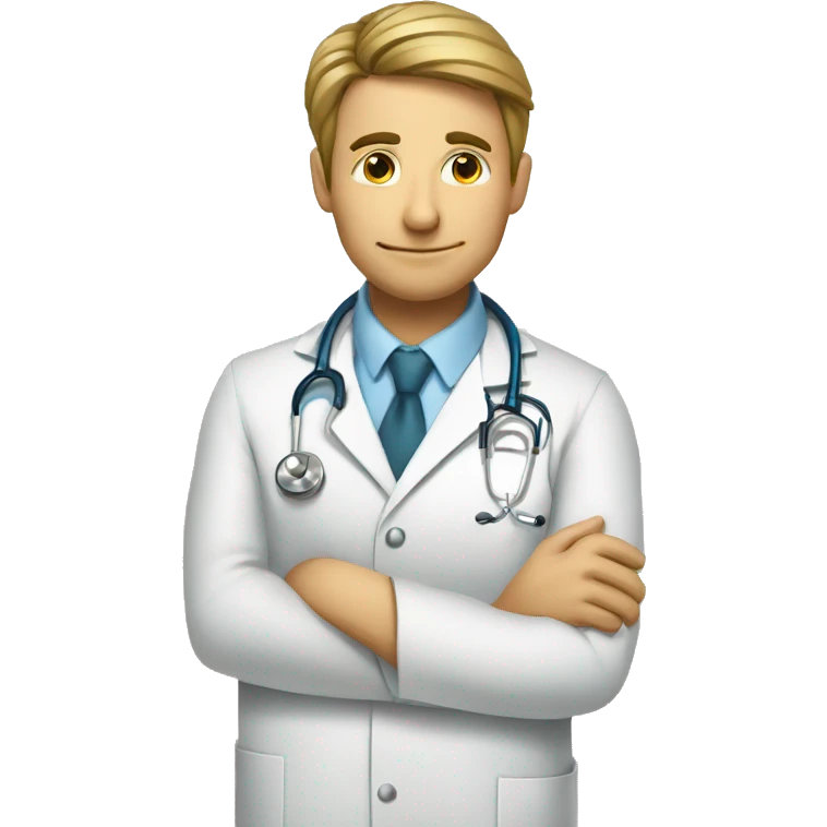 a doctor wearing stethoscope reading a report emoji