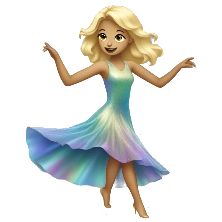 Dancing blonde girl in an iridescent dress emoji