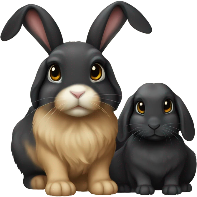 black lop rabbit and golden lop rabbit emoji