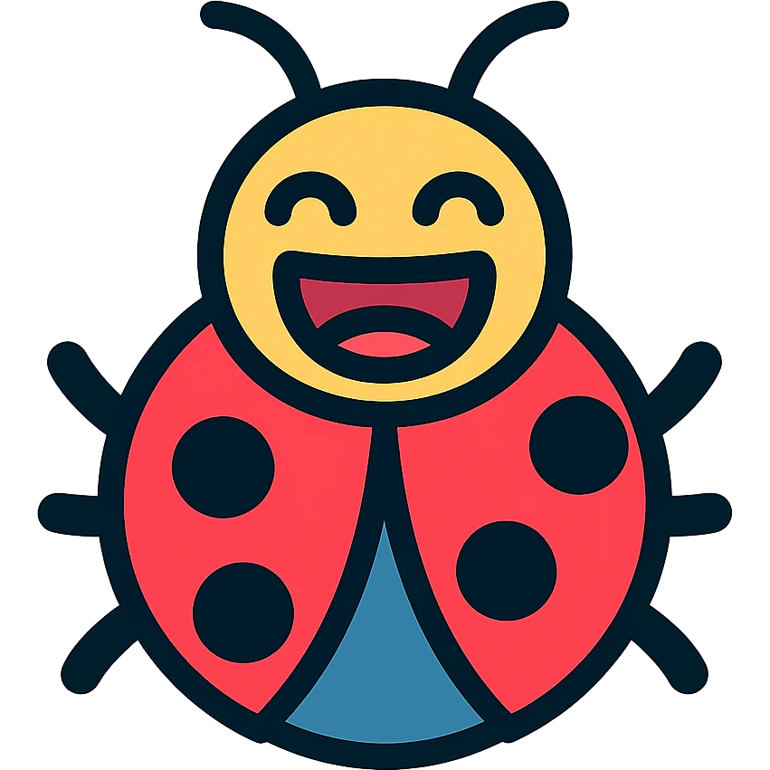 color outline icon of a laughing bug emoji
