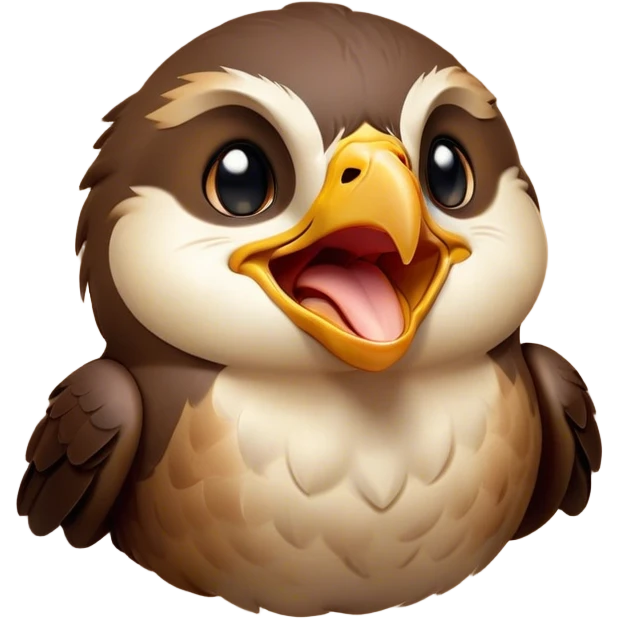 Cinematic Cute Yawning Falcon Portrait Emoji, Head tilted slightly with a dramatic, wide-open yawn, showcasing a streamlined, powerful form with a softly drooping beak and sleepy, half-closed eyes, Simplified yet irresistibly adorable features, highly detailed, glowing with a soft, cozy glow, high shine, relaxed yet expressive, stylized with a dash of whimsical aerial charm, soft glowing outline, capturing the essence of a drowsy yet affectionate falcon that appears ready to stretch out for a nap! emoji