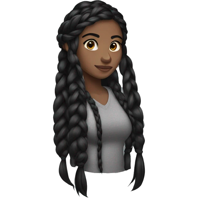 Longbraid-black hair-no girl emoji