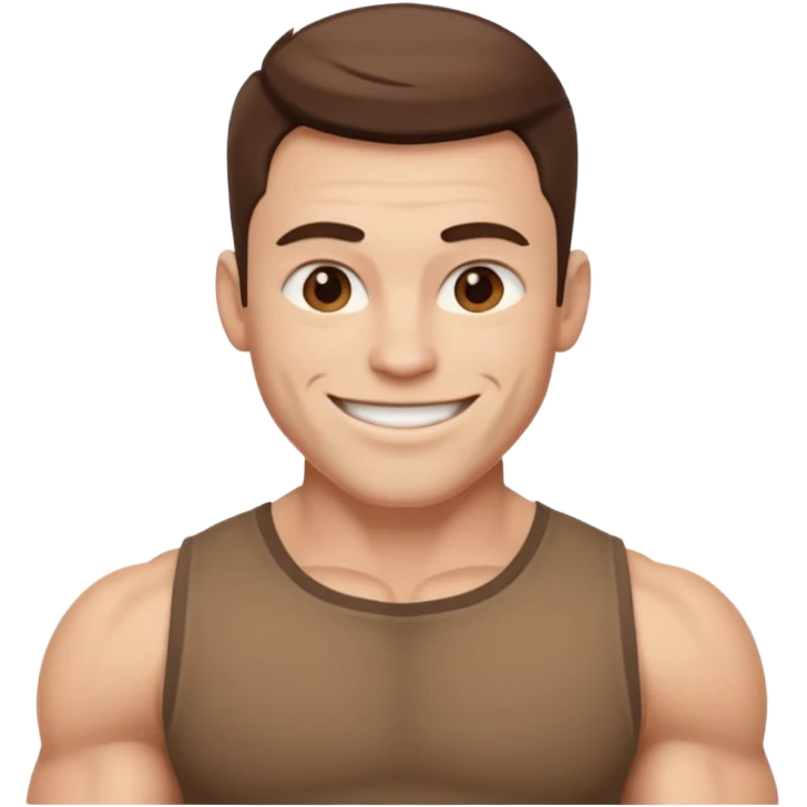 muscular man white skin, wear brown shirt emoji