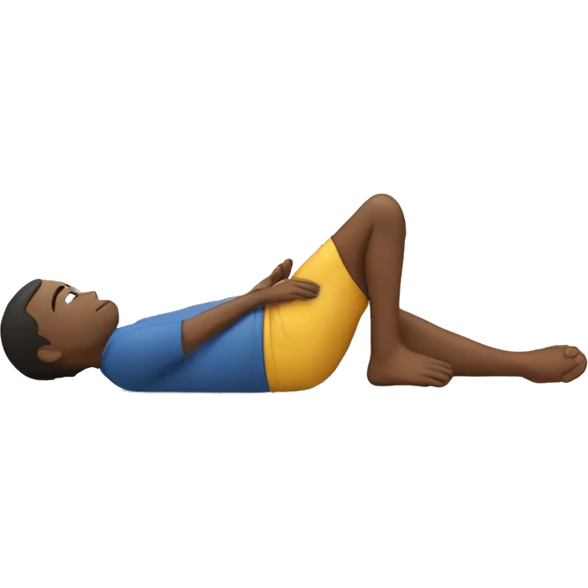 A person laying down while joining his hands on front of someones leg emoji
