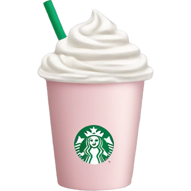Light pink Starbucks cup with white cream  emoji
