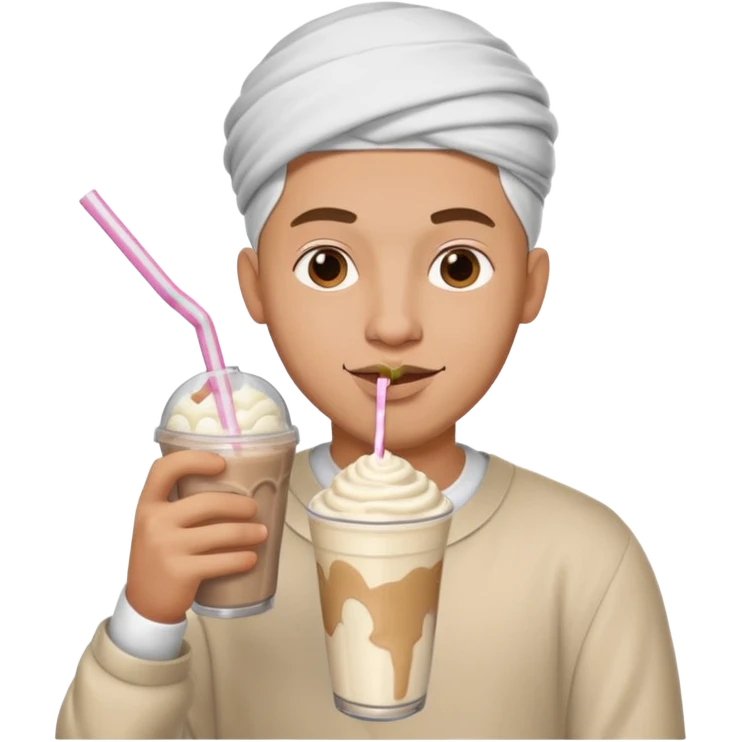 muslim man drinking milkshake emoji