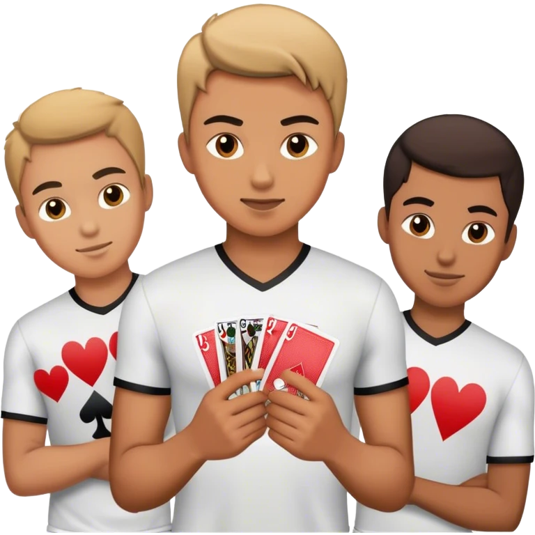 male friend group playing sport cards emoji