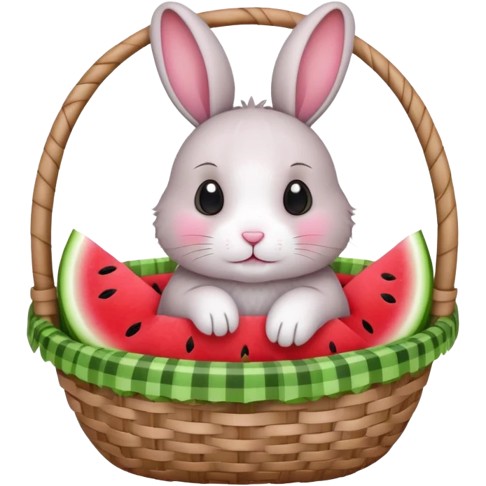 rabbit with water melon in basket emoji