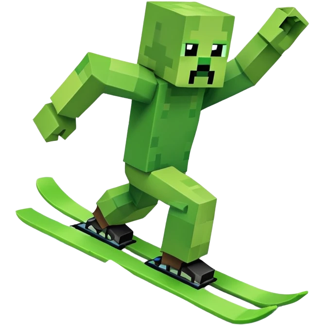 Minecraft creeper skiing fast uphill emoji