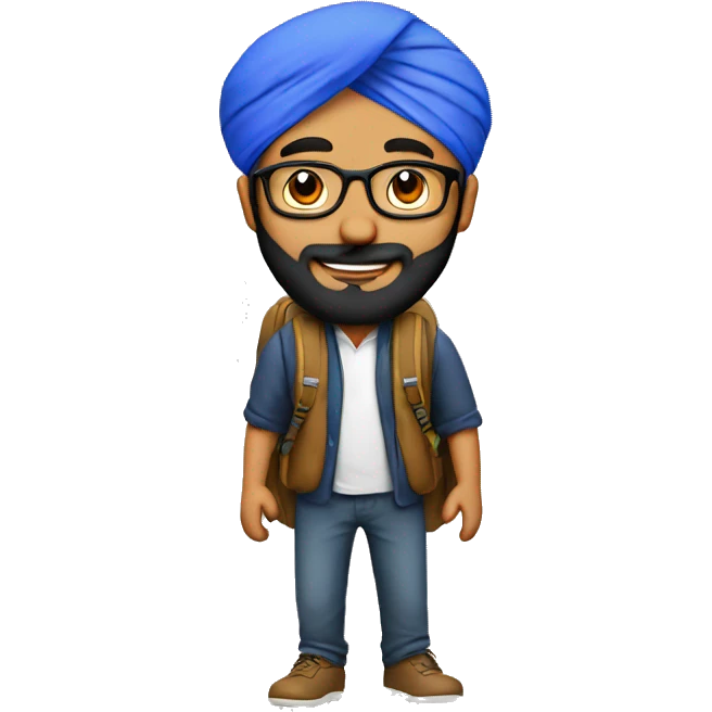 Sikh guy with glasses and backpack emoji