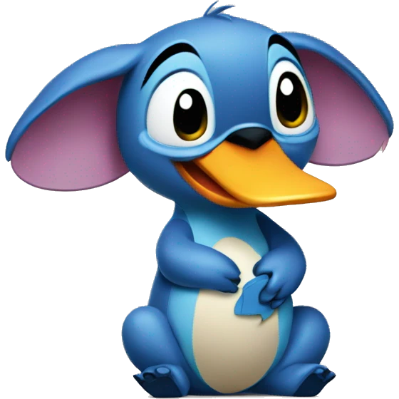Stitch holding his duck emoji