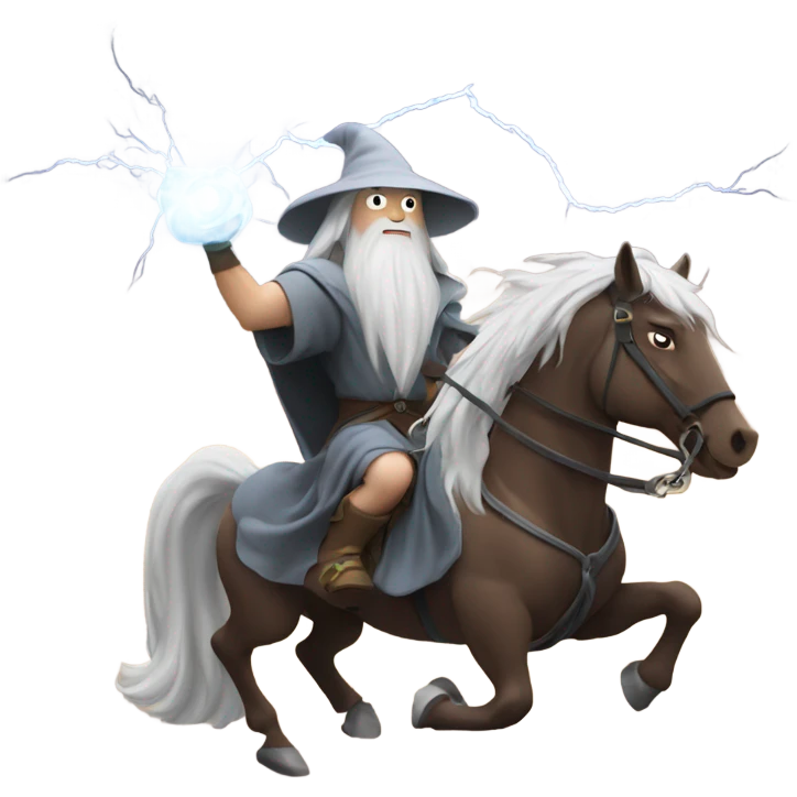 Gandalf lifting weights on a horse surrounded by lightning  emoji