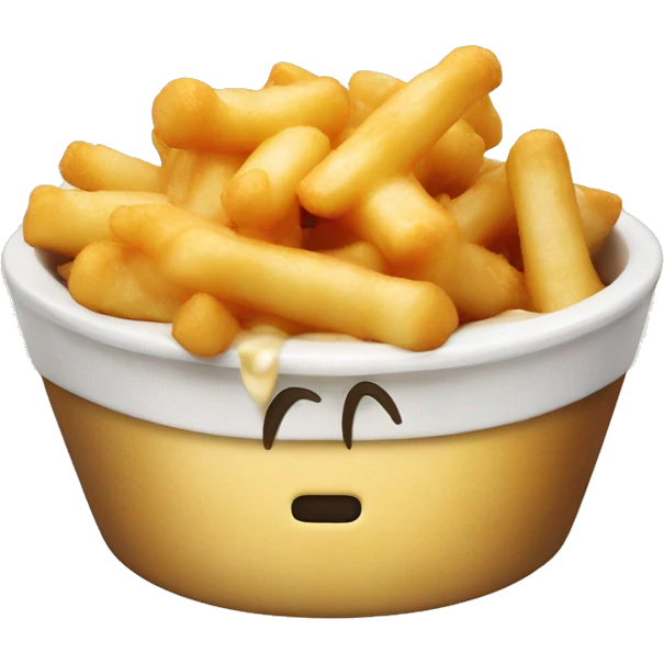 Cheese curds on top of poutine emoji