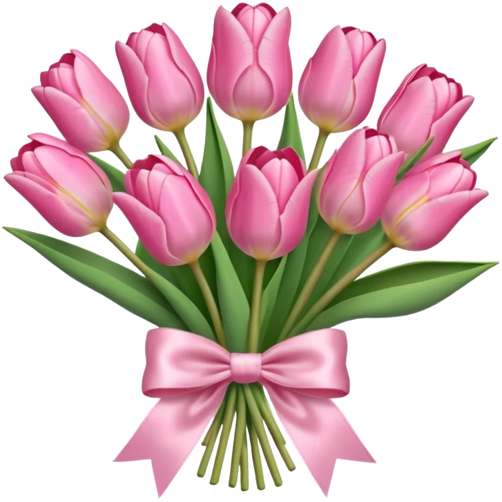 Pastel pink tulip bouquet with bow emoji