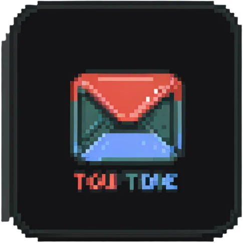 YouTube play button icon with channel name emoji