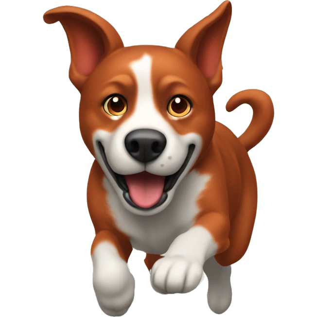 solid red dog with pointed ears running emoji