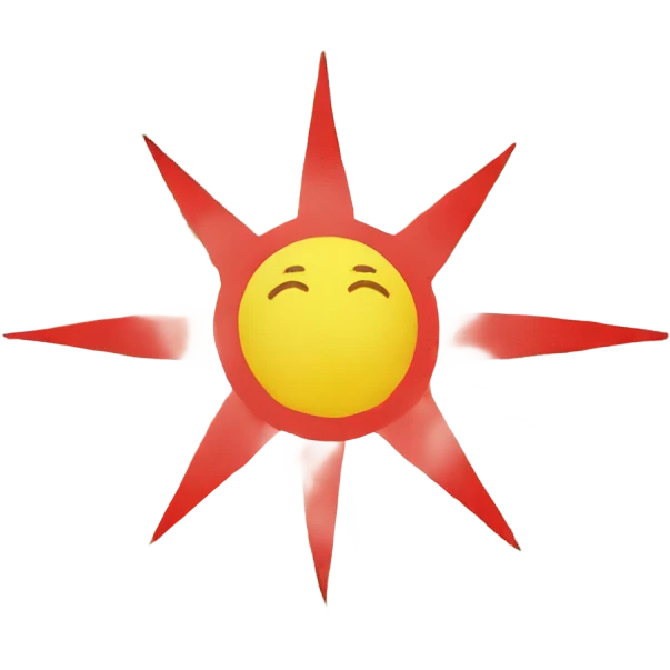 Create a flag as following: 3 lines, red on top, white in the middle, green in the bottom and a sun with a 21 sunbeam in the middle of the white line emoji